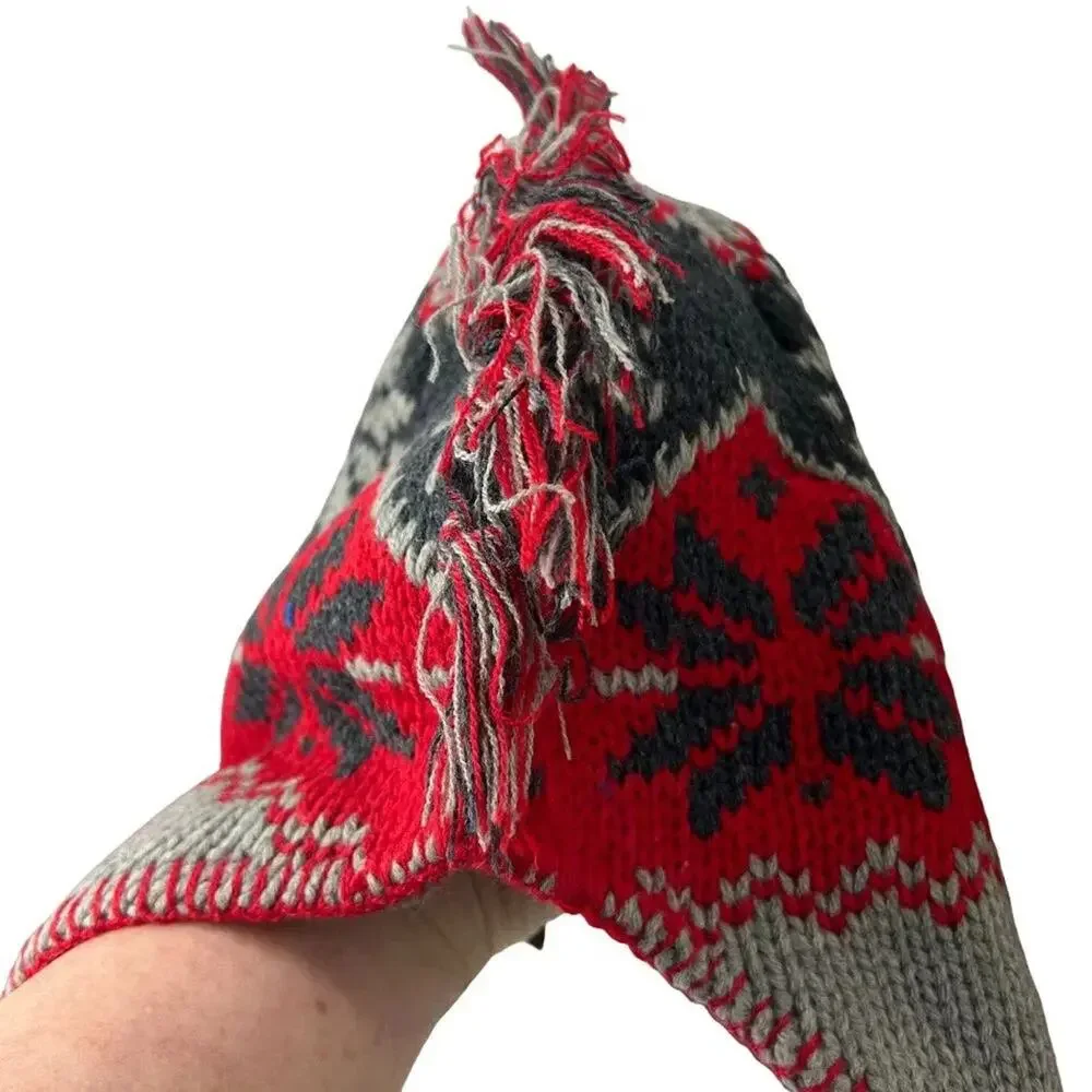 LL Bean Katahdin Mohawk Hat Beanie Mountain Red Kids Large